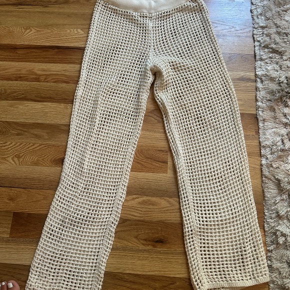 Abercrombie & Fitch Beige Crochet Flare cover up pants - Picture 5 of 5